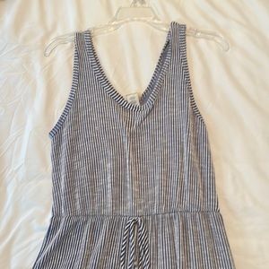 Blue and white striped jumpsuit